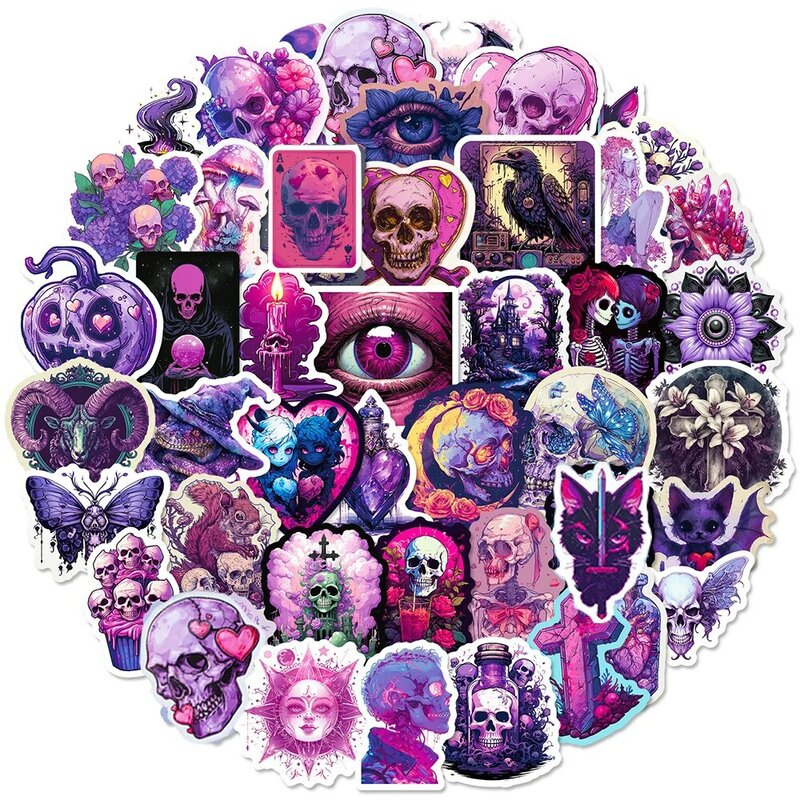 10/30/50szt Horror Purple Gothic Skull Naklejki Dekoracyjne Naklejki Graffiti DIY Etui na telefon Butelka wody Walizka Kreskówka Naklejka