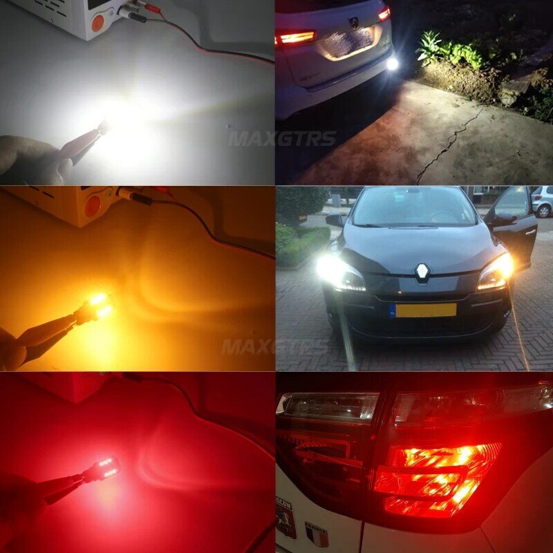 2 bombillas LED Canbus W16W T15, sin errores, OBC, 3030, luz de respaldo, 921, 912, W16W, lámpara de marcha atrás para coche, lente blanca, roja y ámbar