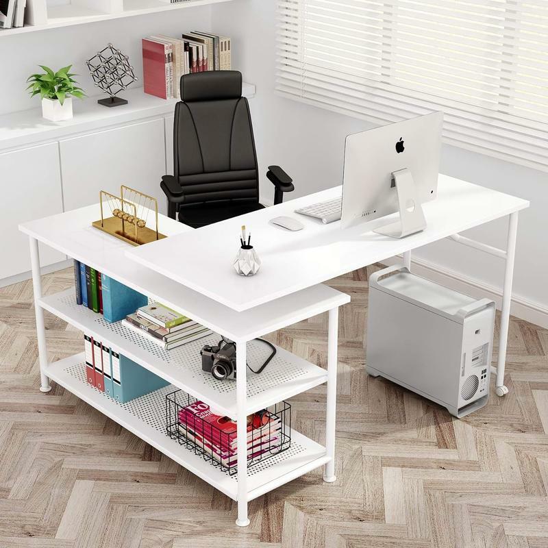 Tribesigns L-Shaped Computer Desk with Storage Shelves Rotating Desk