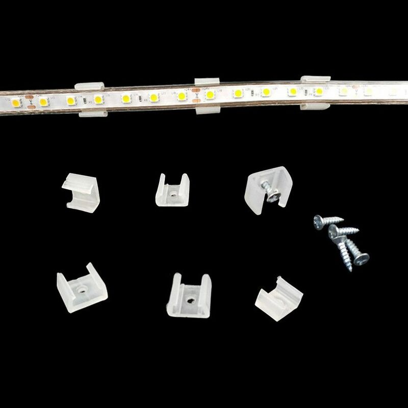LED 네온 라이트 스트립 고정 클립, 방수 플라스틱 버클, 유연한 리본 테이프 액세서리, 5V, 12V, 24V, 10 개