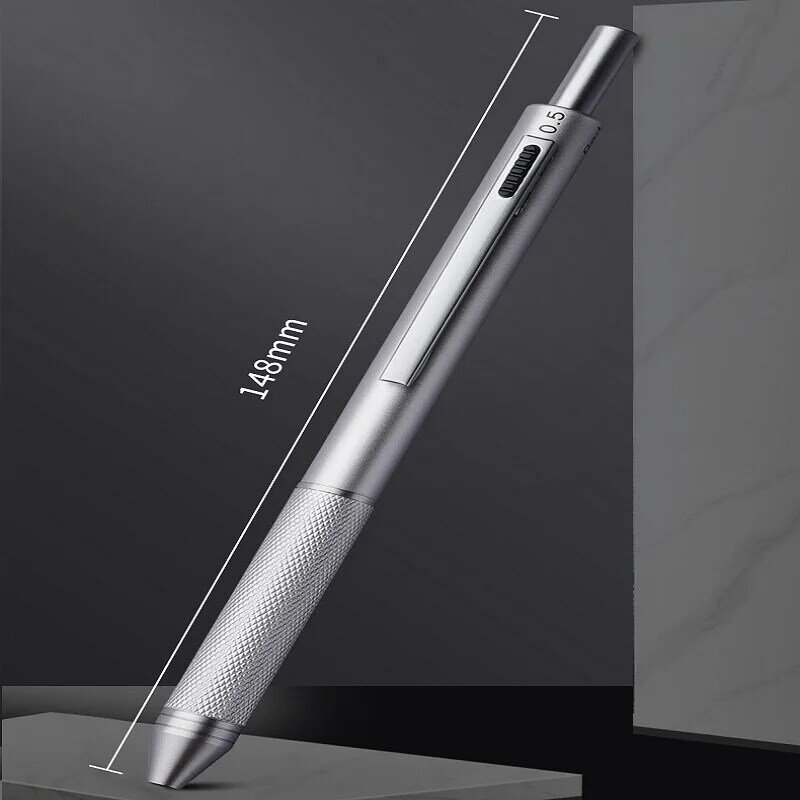4 in 1 다기능 럭셔리 펜, 0.7mm, 3 색 볼포인트, 0.5mm 기계식 연필, 중력 센서, 금속 개폐식 펜
