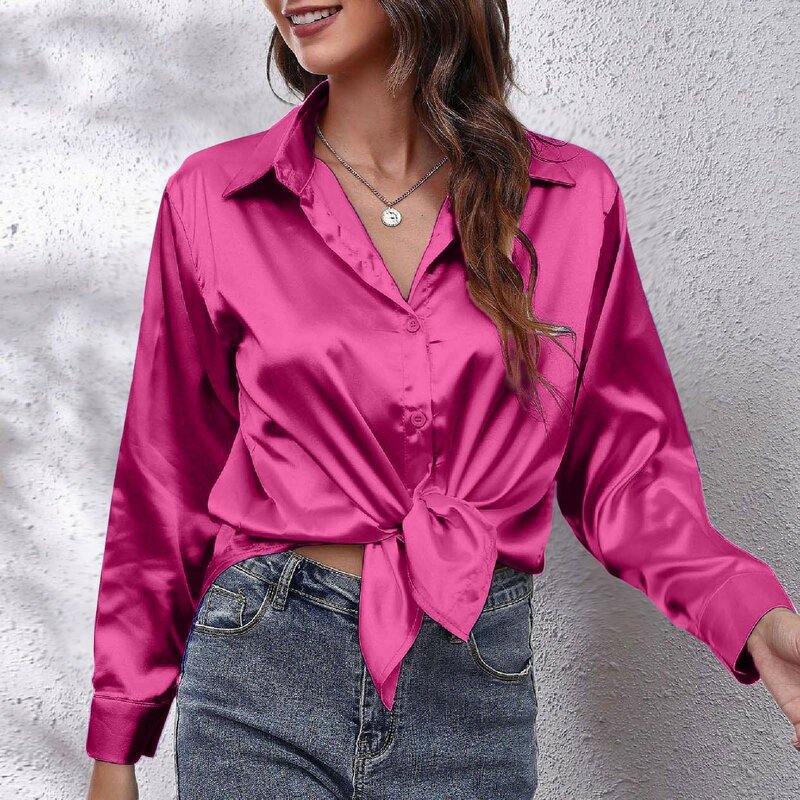 Satin Shirt Silk Top Elegant And Comfortable Long Sleeve Loose Fit Women'S Summer New Fashion Casual Street Button Shirt