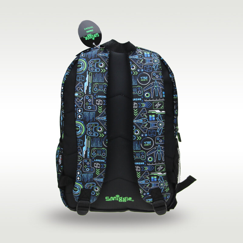 Австралийский Лидер продаж, оригинальный детский школьный рюкзак Smiggle для мальчиков, водонепроницаемый черный рюкзак с ручкой для игровой консоли, для 7-12 лет