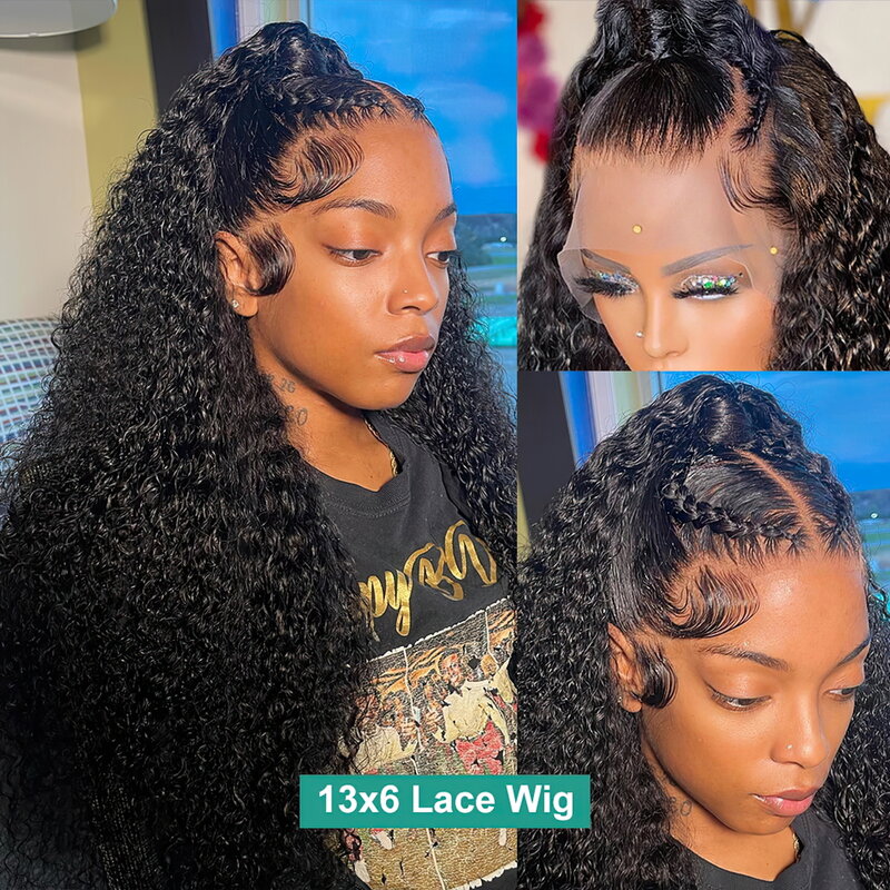 13X6 HD Lace Frontal Wig 30 Inch Curly Lace Front Human Hair Wig Glueless Preplucked Human Wig Ready To Go Deep Wave Frontal Wig