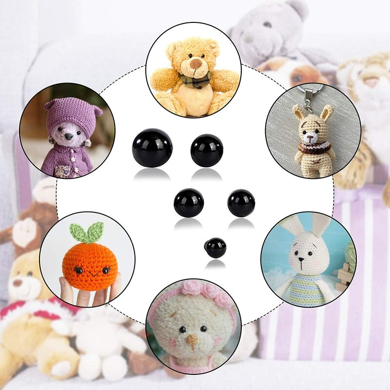 Yeux de sécurité en plastique noir pour jouets artisanaux, accessoires de beurre d'ours en peluche, accessoires de beurre exécutif animal bricolage, 3mm, 4mm, 5mm, 6mm, 100 pièces