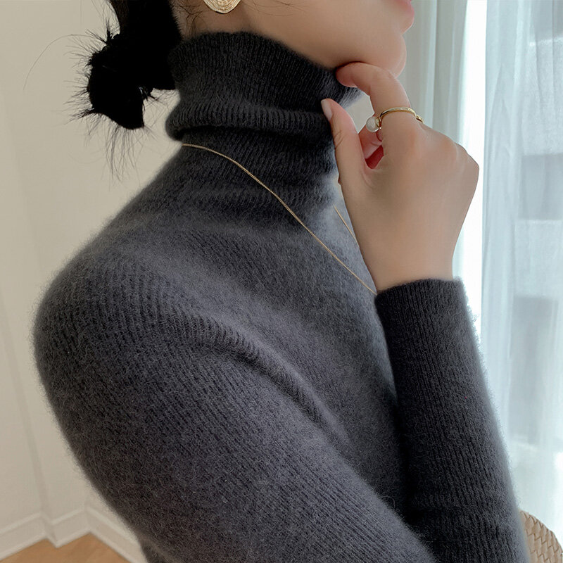 100 pure mountain cashmere sweater autumn and winter ladies sweater knit bottoming shirt high neck pullover slim joker inside.
