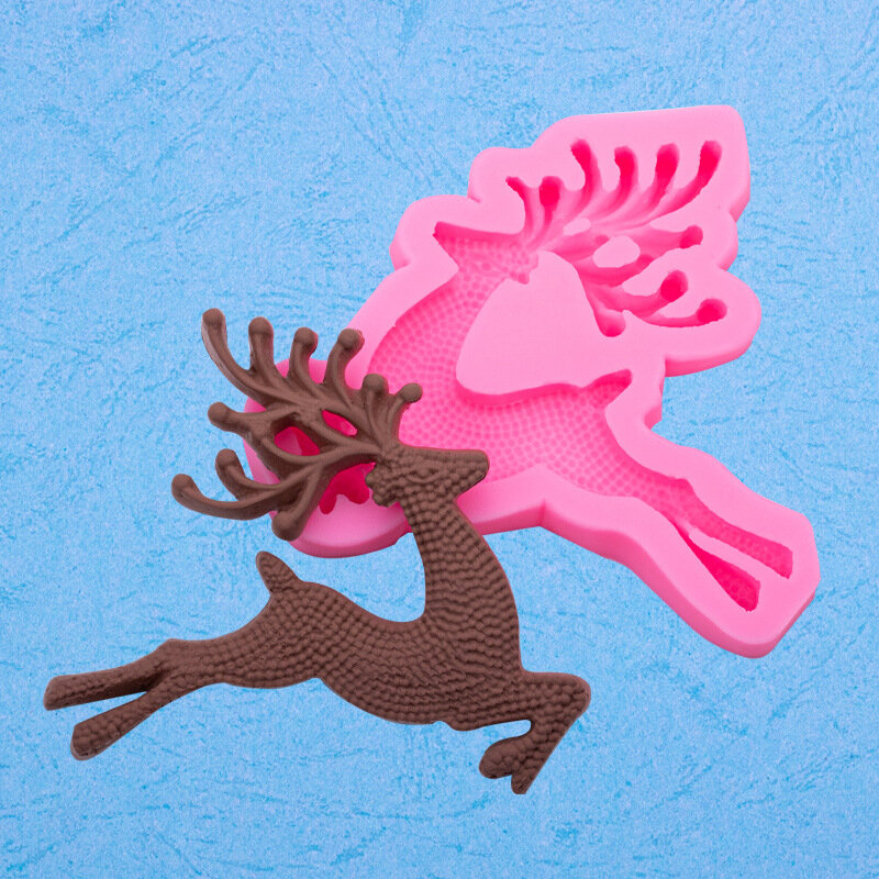 Różowy kształt łosia silikonowe formy DIY ciasto czekoladowe formy dekoracyjne kreatywne świąteczne jelenie foremki do ciastek artykuły do pieczenia w domu