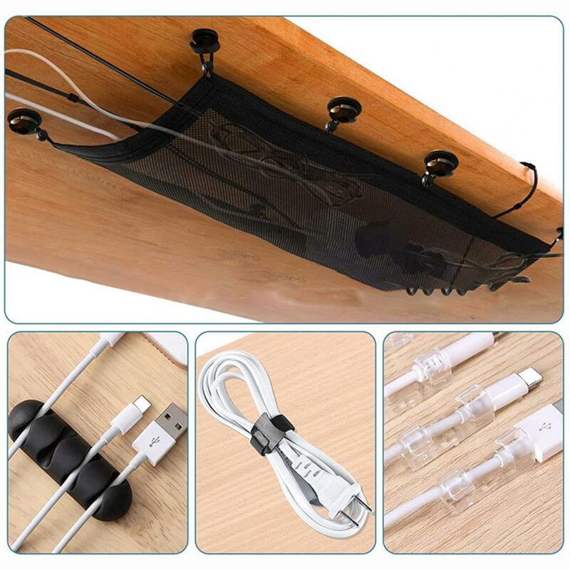 Cable Management Net Privacy Mesh Cord Manager Under-Desk Wire Net Organizer Net Office