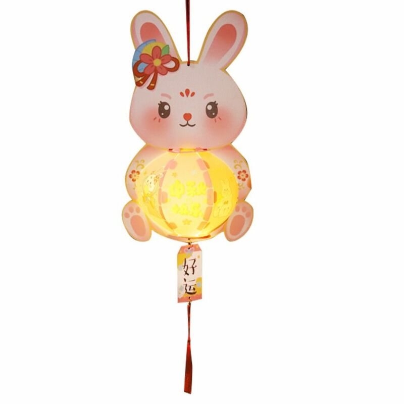 Lanterna di metà autunno retrò in stile cinese materiali fai da te puntelli da ballo portatili puntelli per fotografia di coniglio luminosi con luce a LED
