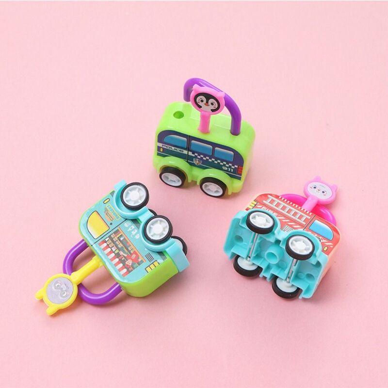 Random Color DIY Puzzle Car Toys Mini Bus Early Educational Lock Head Car Lock Key Key Matching Toy Boys