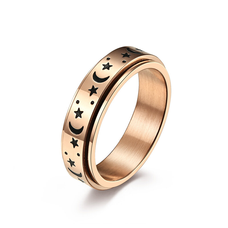 New Personalized Fashion Stars Moon Rotatable Glow-in-the-dark Decompression Ring Children Adult Anxiety Relief Toys