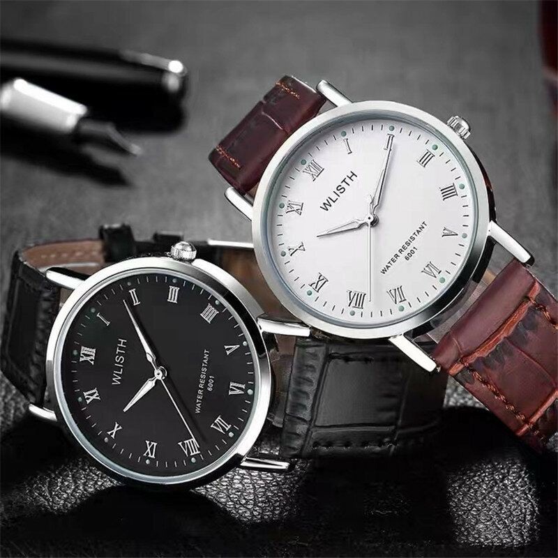新メンズ腕時計ファッションカジュアル腕時計シンプルな男性ビジネス革クォーツ腕時計時計ギフト高級レロジオmasculino