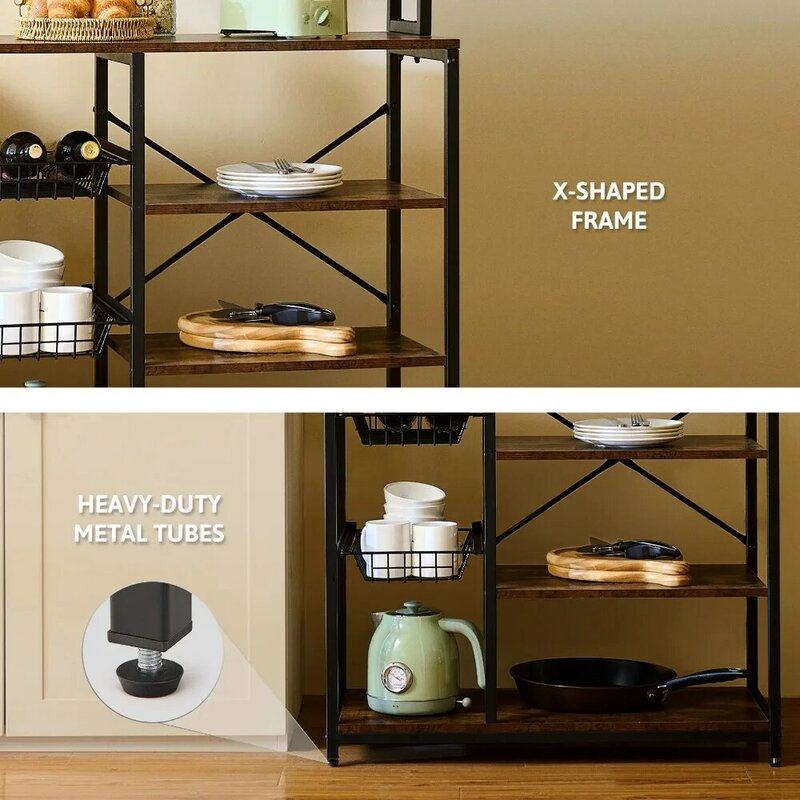 Rak 6 tingkat dengan rak keranjang dapat diatur rak penyimpanan sudut kamar mandi dapur