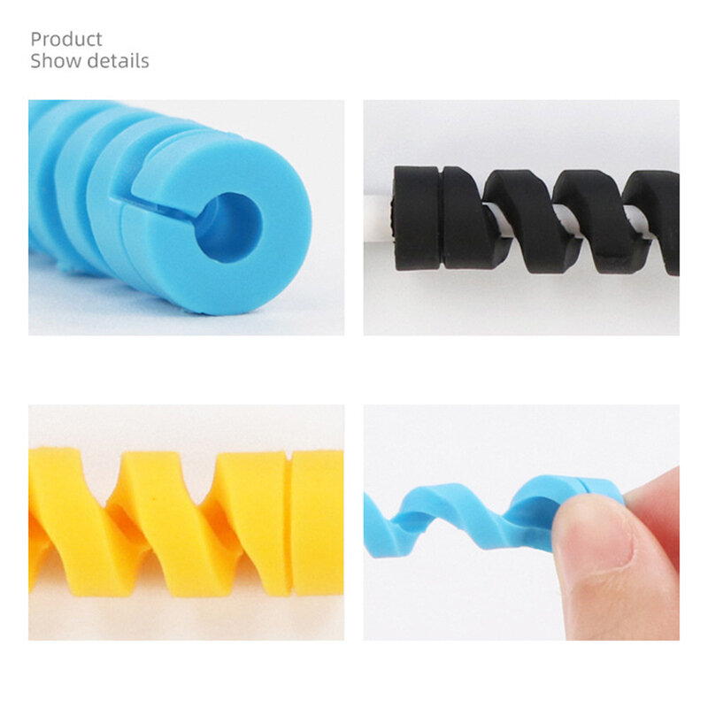Portable Flexible Compact Data Line Spiral Silicone Cable Protector Protect Prolong The Life Anti Puzzle Cable Protection