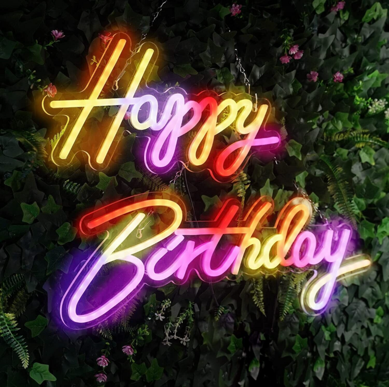 Happy Birthday RGB Neon Sign Birthday Decoration LED Neon Custom Night Light Sign Birthday Party Decorations Birthday Gifts