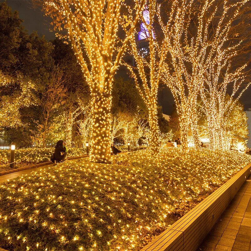 10M 20M Waterproof LED String Lights 24V UE EUA Outdoor Garland para Árvores de Natal Decoração de Casamento Xmas Party