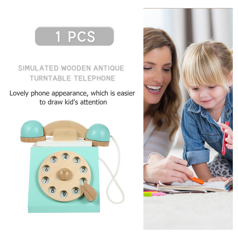 1Pc gioco di ruolo per bambini giocattolo con quadrante in legno giocattolo per telefono cartone animato adorabile giocattolo per telefono