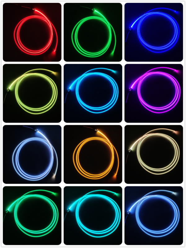 Luces LED de fibra óptica para decoración de habitación, Kit de lámpara de fibra óptica de plástico, USB, RGB, cambio de Color, control remoto, brillo lateral