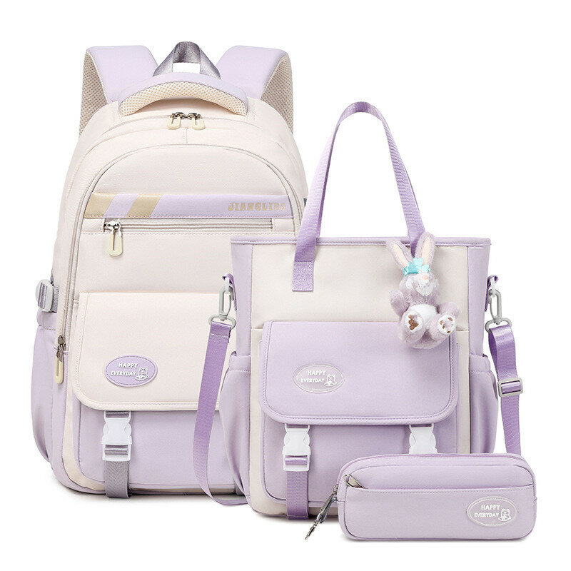 3pcsset Primary Schoolbag Harajuku Kawaii Student Backpack Teenage Girls Handbag Large Capacity Rucksack Cute Student Backpack