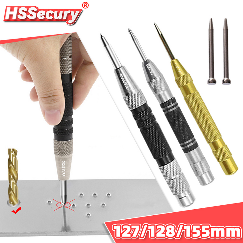 Automatic Centre Punch Spring Loaded Locator Adjustable Kerner Center Pin Woodworking Metal Tools Press Dent Marker Tool Kit