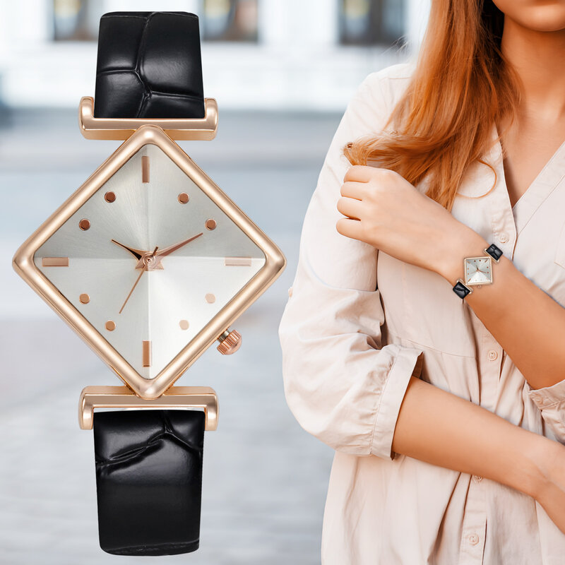 Relógio de quartzo analógico de fácil leitura minimalista para senhoras, 3 mãos, diamante, moda, presente de dia dos namorados para namorada