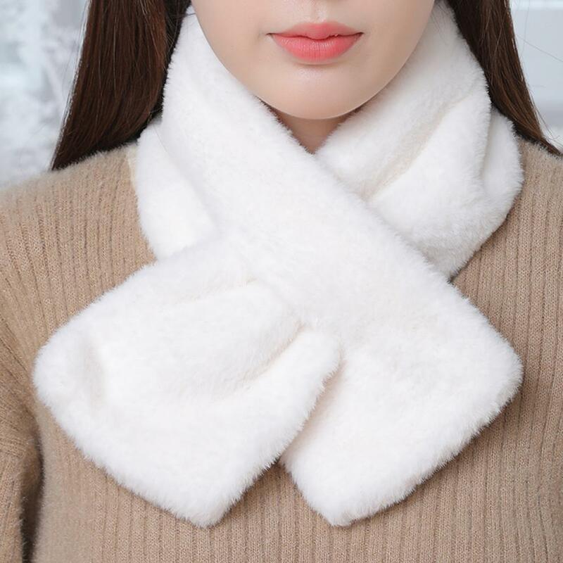 Женский зимний шарф из искусственного кроличьего меха, однотонный утолщенный плюшевый шарф для девушек, вечернее платье, пушистый воротник, рождественский подарок