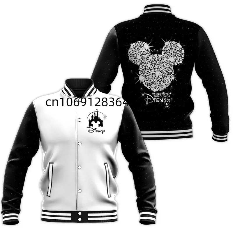 Disney Mickey Mouse Baseball Jacket Men's Women's Casual Sweatshirt Hip Hop Harajuku Jacket Streetwear Loose Varsity Coat#001