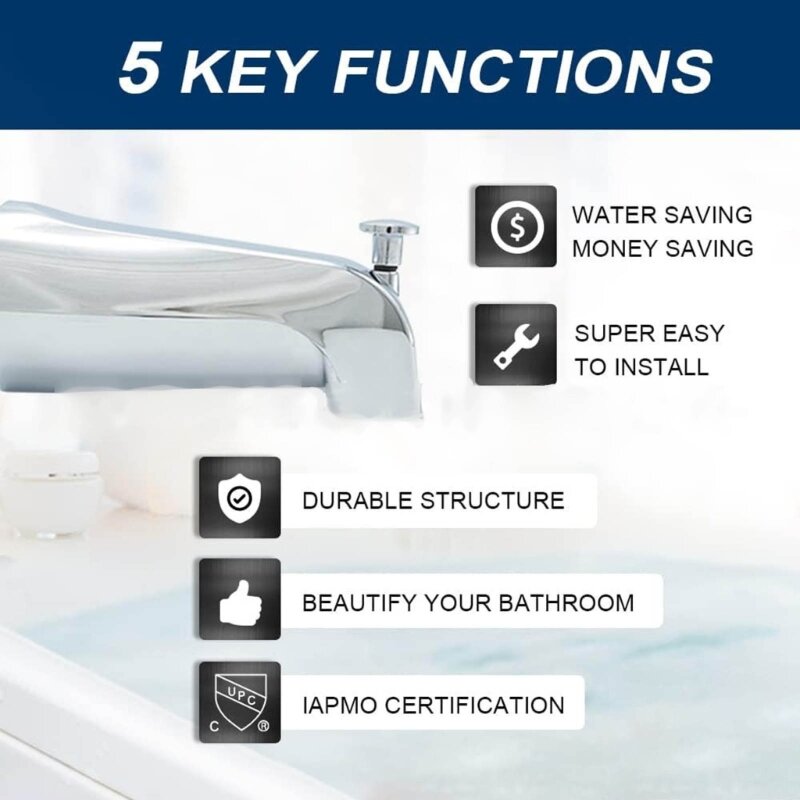 Durable Alloy Tub Faucet Convenient Pulls Down Bathtub Spouts Long lasting & Corrosion Resistant Tub Diverter Durable Dropship