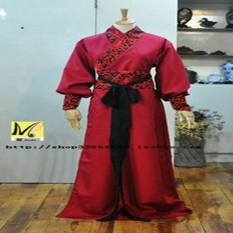 Chinese silk robe ancient knight costumes men aldult Kimono China Traditional Vintage Ethnic stage cosplay Dance Costume Hanfu