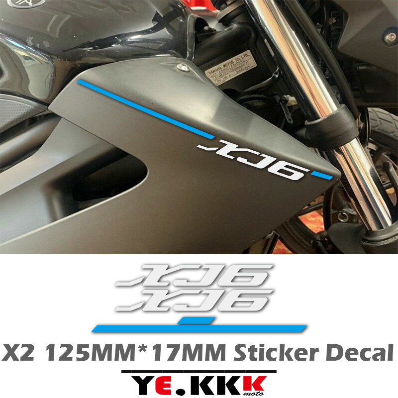 2 pegatinas personalizadas para motocicleta YAMAHA XJ6, 125mm X 17mm, Color personalizado, nuevo