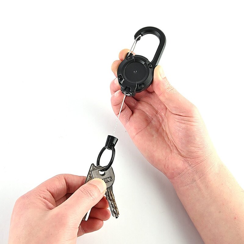 Уличный Телескопический крючок для ключей, выдвижная цепочка для ключей с защитой от потери, легко вытащить, с пряжкой