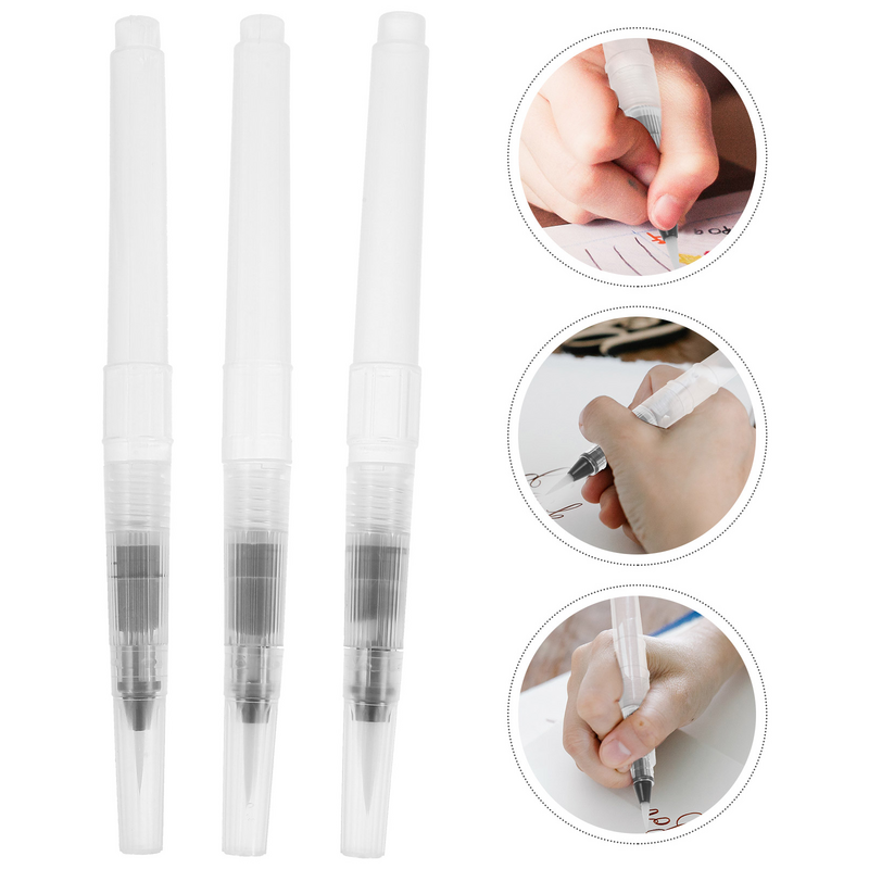 3 Pcs Refillable Watercolor Pens Painting Reusable Tool for Empty Brush Drawing Soluble
