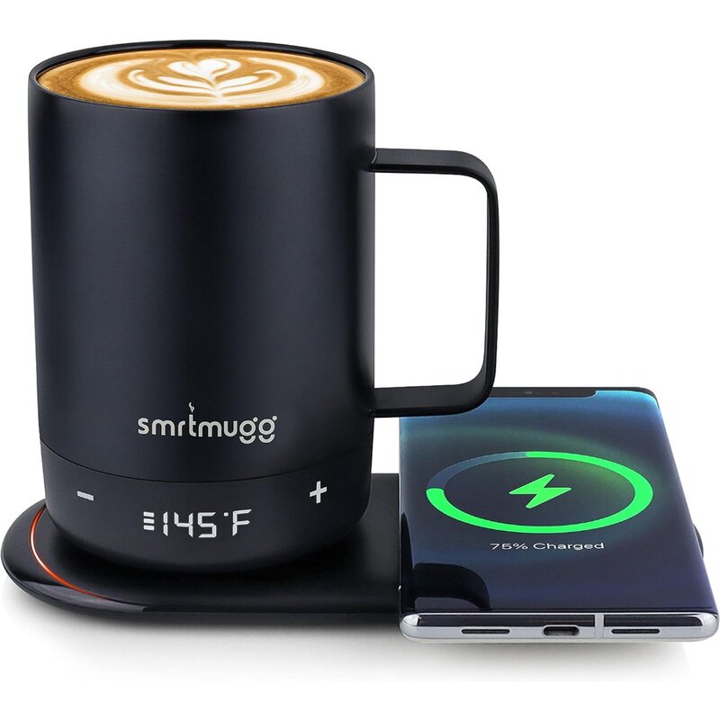 Podgrzewany kubek do kawy, duża 14 uncji, 5-godzinna żywotność baterii, precyzyjna regulacja temperatury, zasilany z baterii podgrzewany kubek do kawy