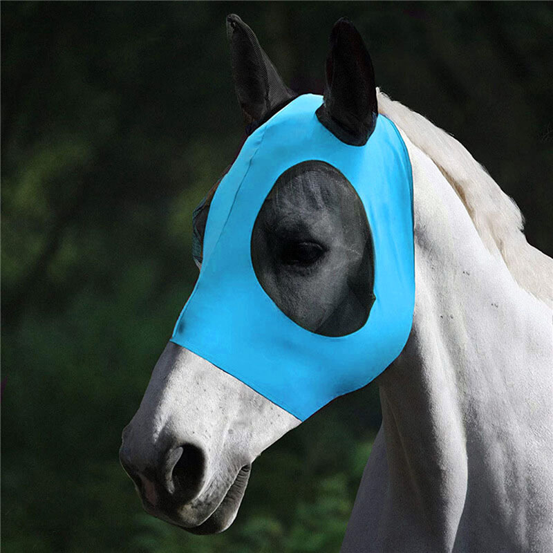 1pc Anti-Fly Mesh maska koni maska konia Stretch Bug Eye Horse Fly maska z zakrytymi uszami koń Fly Mask długi nosek z uszami