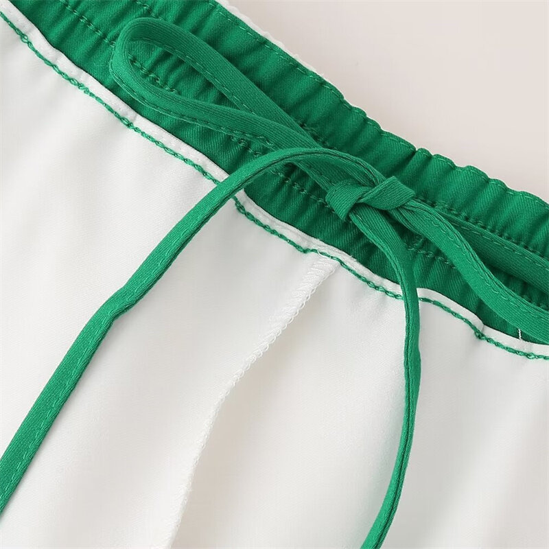 KEYANKETIAN 2024 New Launch patchwork Decoration Lace Up Elastic Waist Mini Skirt Women's sporty Slim Spicy Girl Slit Pantskirt