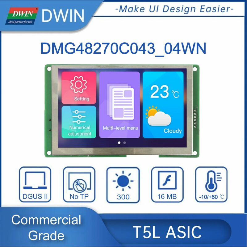 عرض ساخن DWIN شاشة 4.3 بوصة 480x272 TFT LCD شاشة HMI تعمل باللمس شاشة ذكية منخفضة السعر