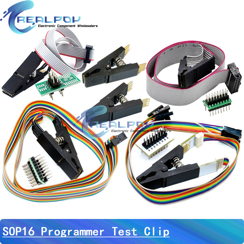 CH341A / CH341B 24 25 serie EEPROM Flash BIOS modulo programmatore USB SOP8 SOP16 SOIC8 SOIC16 Clip di prova programmatore morsetto di prova