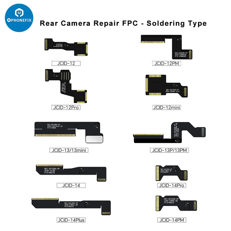JC solda tipo traseira câmera Flex cabo para iPhone, iPhone 11, 12, 13, 14, 15 Pro Max, resolver o problema de incompatível lente código e pop-ups
