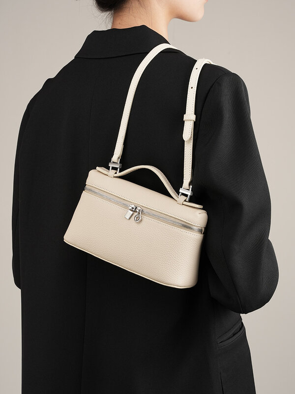 Cowhide bag, lunch box bag, leather shoulder bag, gigi same handbag, crossbody bag, women's bag
