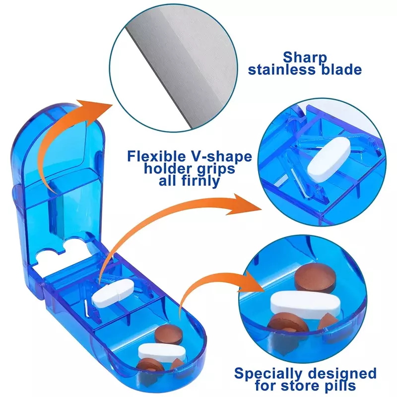 1Pcs Pill Cutter with Safety Shield, Safely Cut Pills and Vitamins, Pill Splitter, Pill Splitter, Retractable Blade Guard