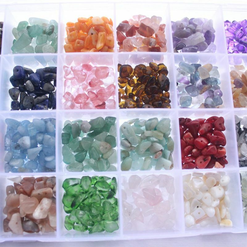 24 Grids Irregular Beads Polishing Crushed Faux Crystal Chips with Box