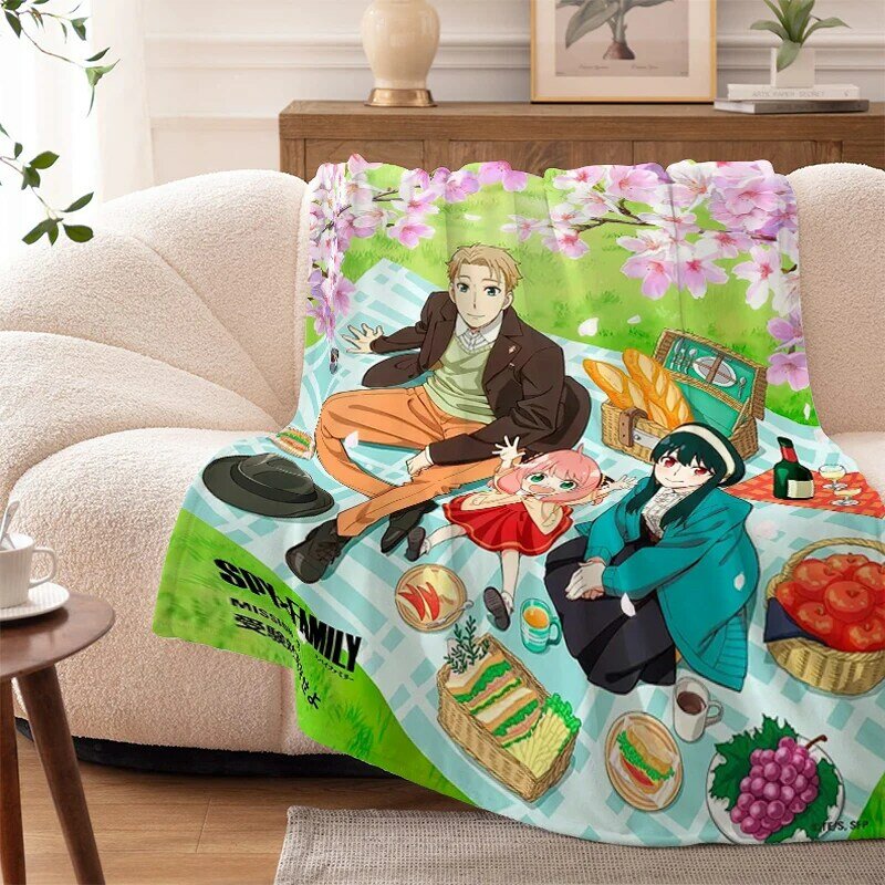 Anime Fleece Deken Bank S-Spy × Familie Winter Warm Kniebed Camping Dutje Pluizige Deken King Size Deken Microfiber Beddengoed