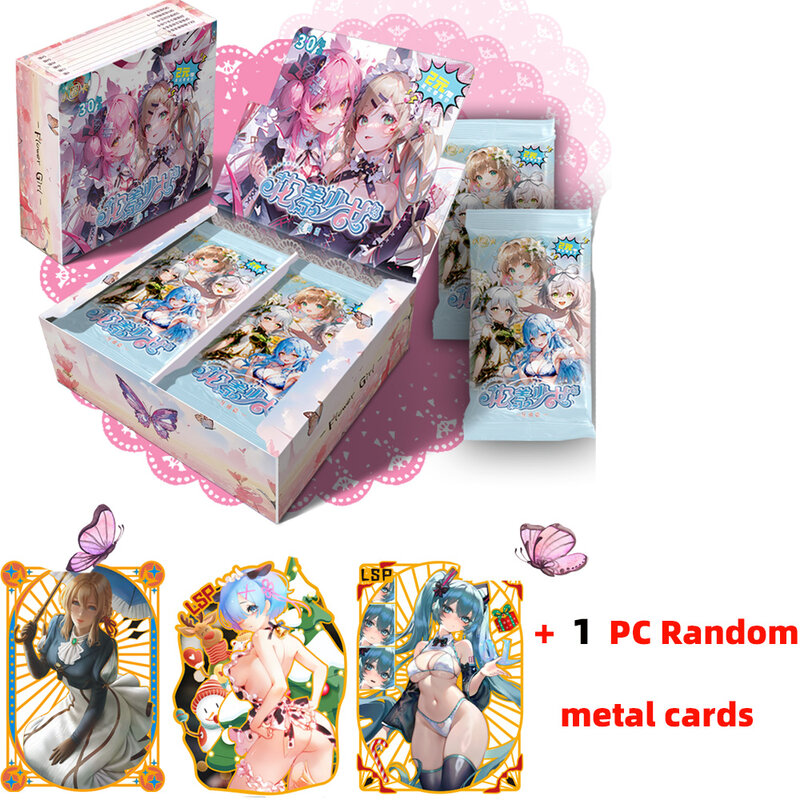 2024 bunga dewi koleksi kartu anak perempuan kotak seksi godaan warna cantik kotak hadiah papan permainan perdagangan kartu Anime Acg