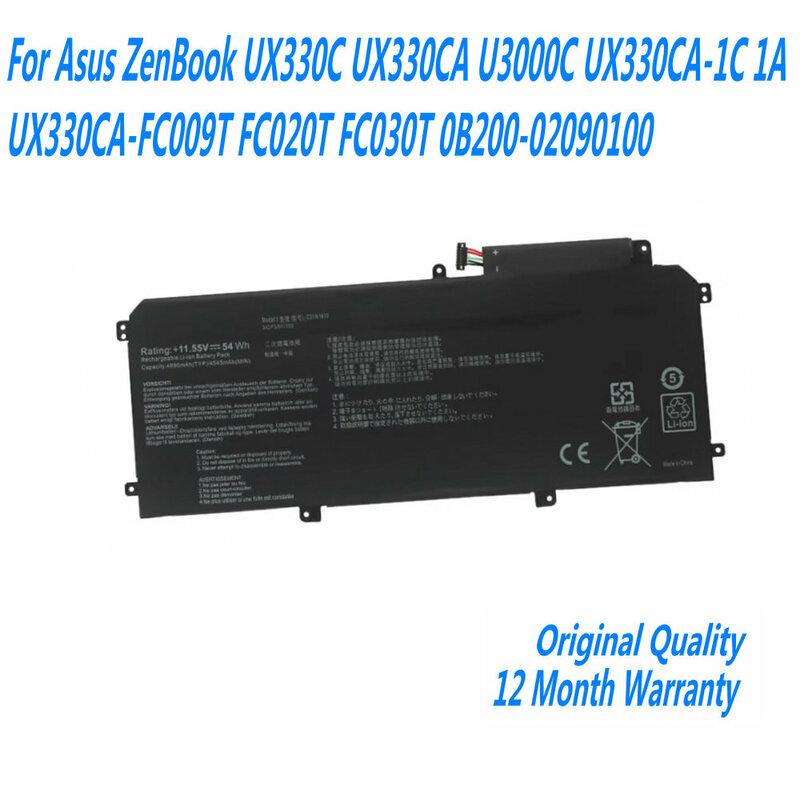 Asus ZenBook UX330C UX330CA U3000C UX330CA-1C 1A UX330CA-FC009T FC020T FC030T 용 노트북 배터리, 11.55V 54WH C31N1610, 신제품