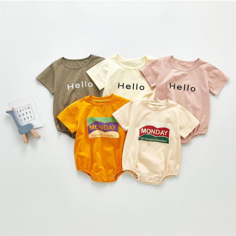 Calças Triangulares Escalada Roupas Para Bebê Recém-nascido Verão Vestuário Casual Confortável Criança Bonito Carta Impressão Romper