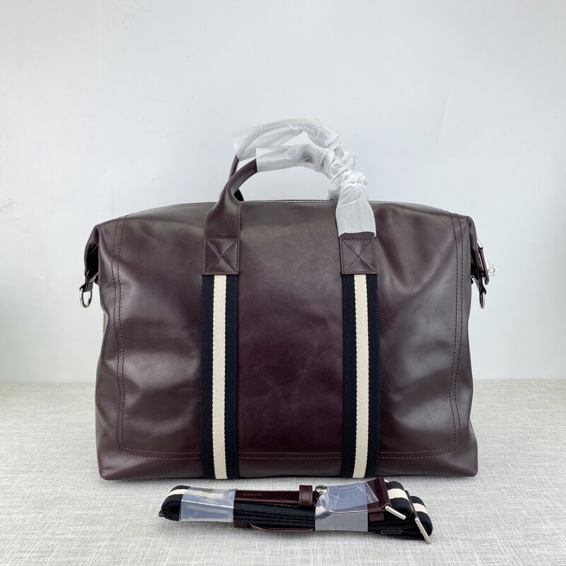 Luxo B Brand Travel Bag, Design Listrado, Outddor Business, Pausa Causal, Bolsa de Couro, Bolsa de Grande Capacidade, Alta Qualidade, Moda
