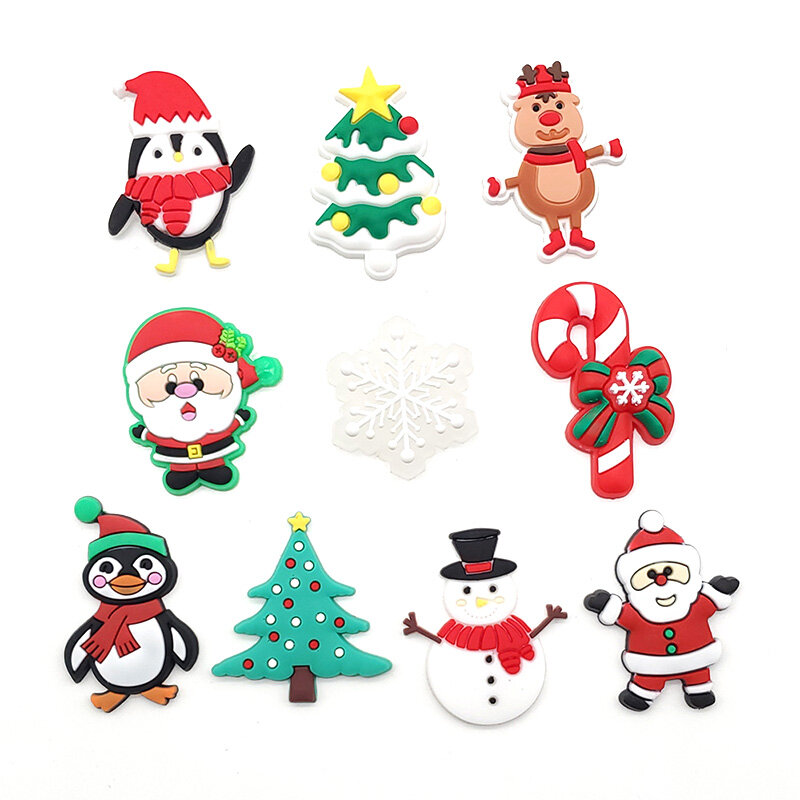 Breloques de chaussures d'animaux d'arbre de Noël, décoration de sandales de bonhomme de neige, accessoires de gâteau, cadeaux de Noël pour adolescents et enfants, 49 pièces