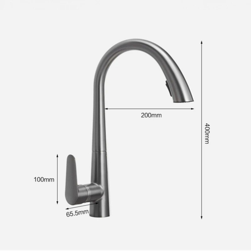 Kitchen Faucet Two Function Single Handle Pull Out Mixer Hot and Cold Water Taps Deck Mounted 360 Rotation Mixer Tap