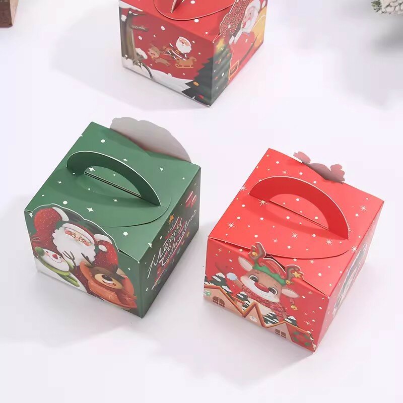 Boîte-cadeau de Noël portable à la main, boîtes d'emballage cadeaux, sacs avec UL, strass, bonbons, pomme, joyeux Noël, décoration, fournitures de fête
