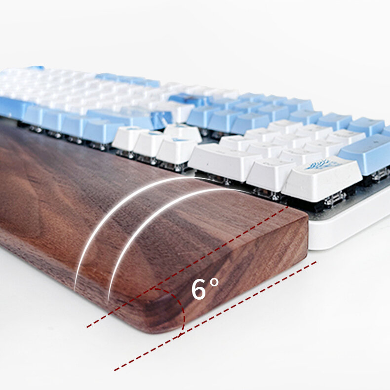 Keyboard Wooden Palm Wood Pad Wrist Rest Support Wood Pad Wrist Rest Non-Slip Rest Pad Wrist Guard Ergonomic Wooden Design